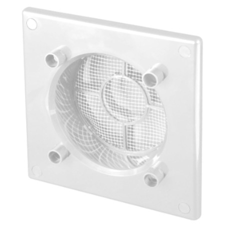 Ramka RWO do paneli System+ produkcji Awenta, w kolorze białym, z siatką przeciw owadom i kołnierzem o średnicy 100 mm.